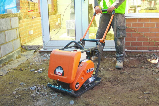 belle plate compactor used on a construction site