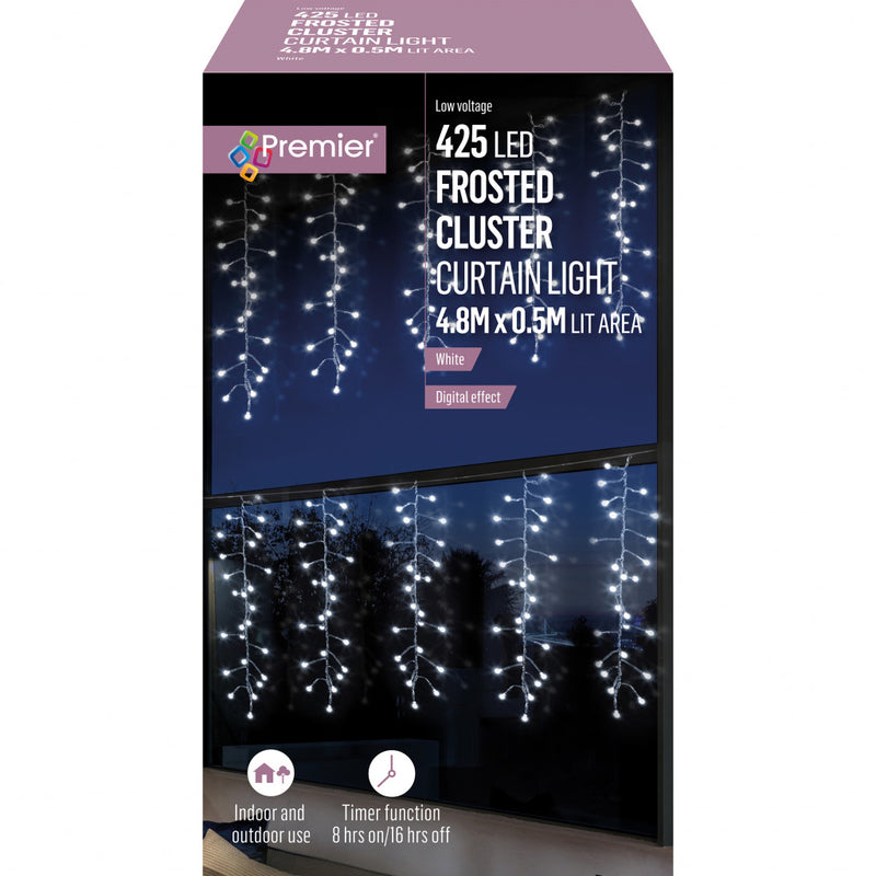 Load image into Gallery viewer, 425L Multi Action Frosted Cluster LED Icicle Lights with Timer - White
