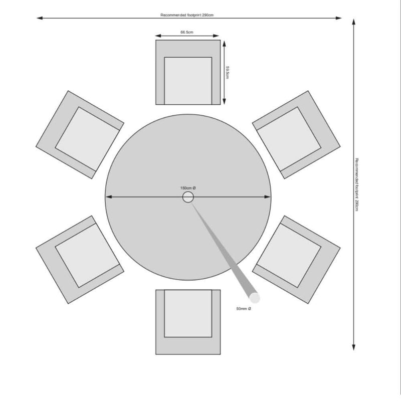 Load image into Gallery viewer, bronze 6 seat set with cream cushions &amp; a round table with a lazy susan dimensions
