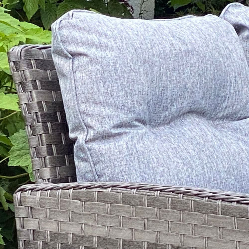 Load image into Gallery viewer, grey back cushion on dark grey woven synthetic rattan
