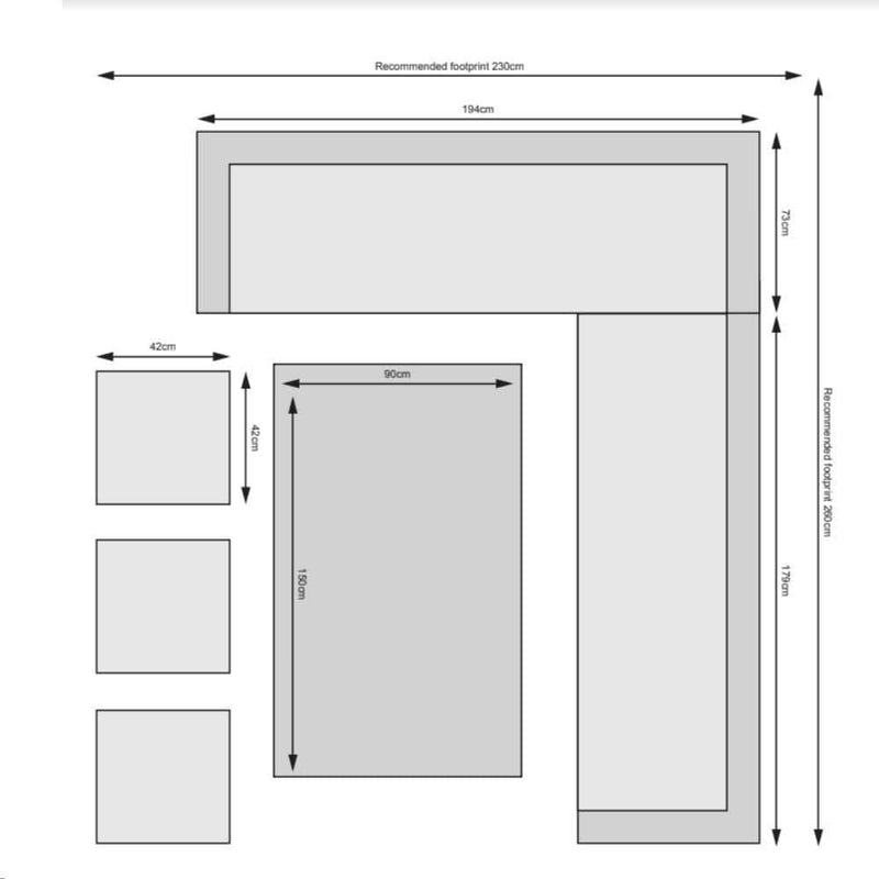 Load image into Gallery viewer, dark grey casual dining set with rectangular glass topped table and 3 stools dimensions
