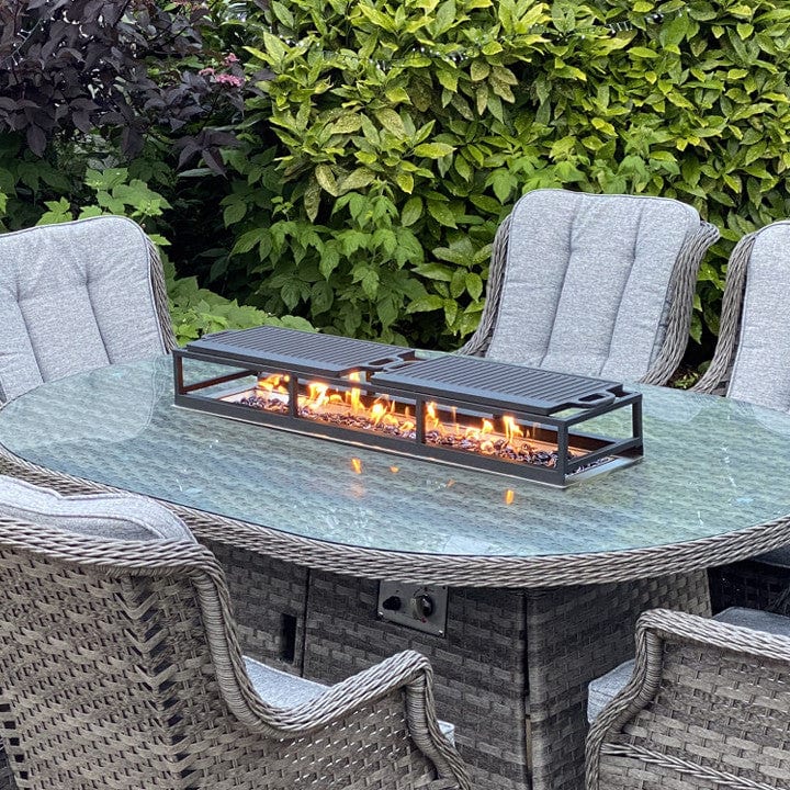 Load image into Gallery viewer, bbq griddle displayed on the oval 6 seater firepit
