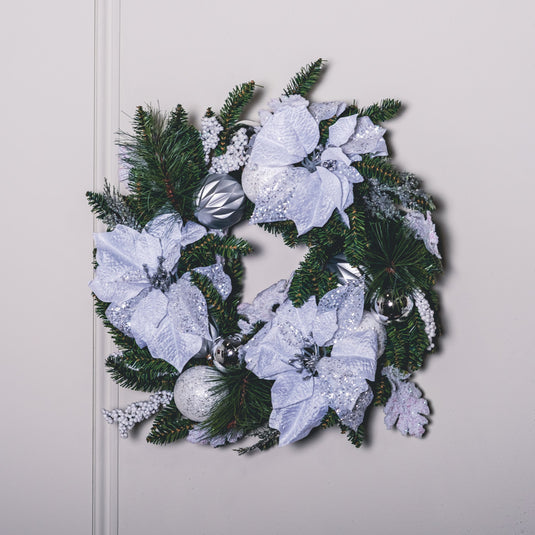 Poinsettia Wreath White