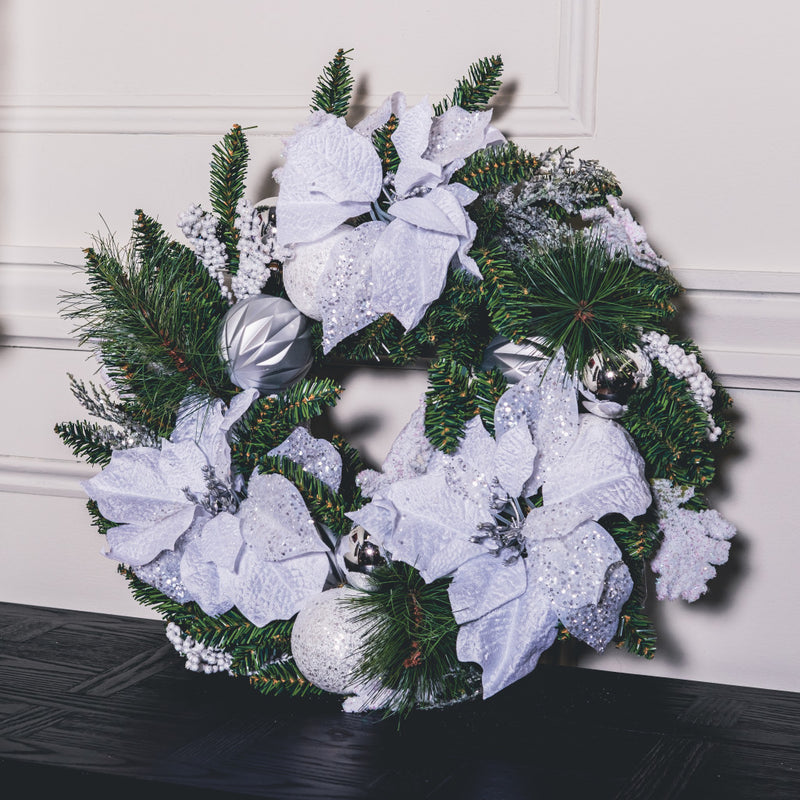 Load image into Gallery viewer, Poinsettia Wreath White
