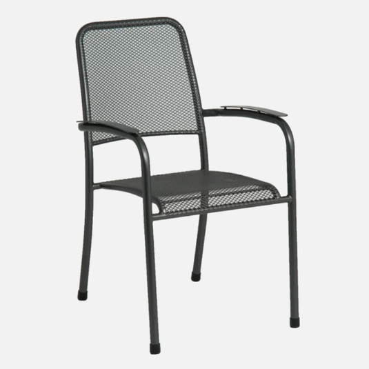 thermosint coated galvanised steel framed grey armchair