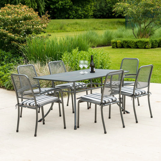 grey 6 seater set with rectangular table