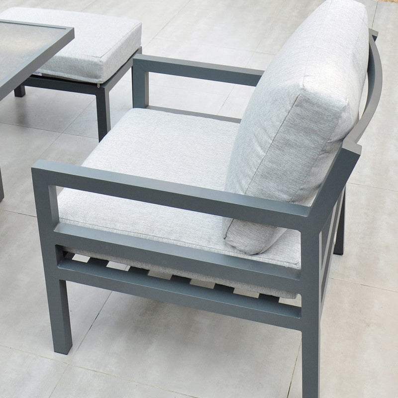 Załaduj obraz do przeglądarki galerii, dark grey armchair with grey back and base cushions
