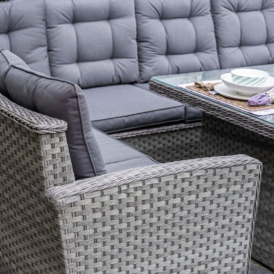 woven synthetic rattan in a grey colour