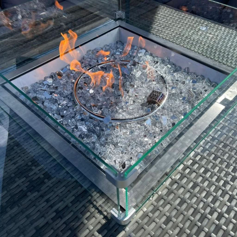 Load image into Gallery viewer, firepit centrally situated within the square table
