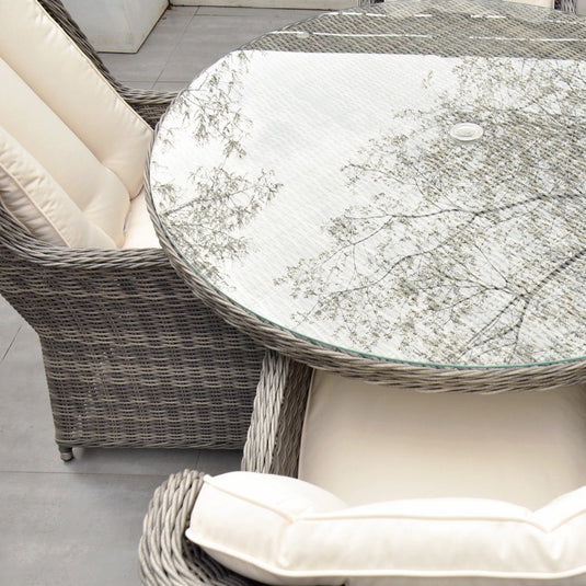 grey glass topped round table (120cm)