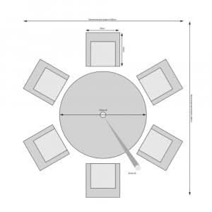 natural 6 seater set with 135cm round glass topped table dimensions