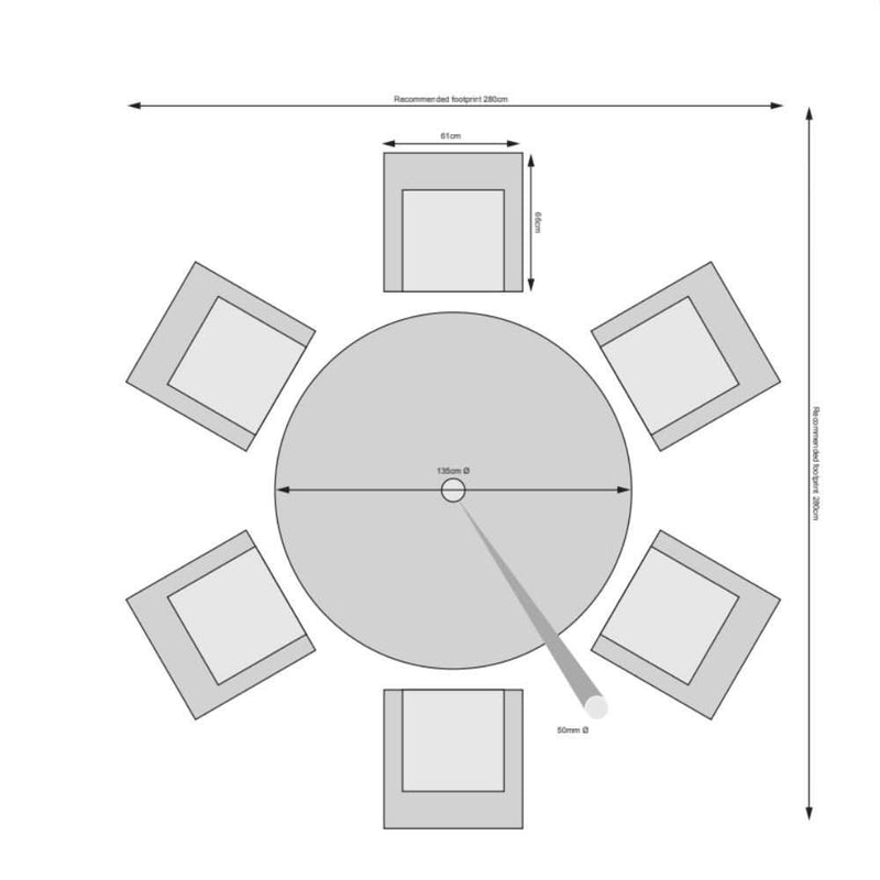 Load image into Gallery viewer, 6 seater round set with a glass topped round table in a natural colour dimensions
