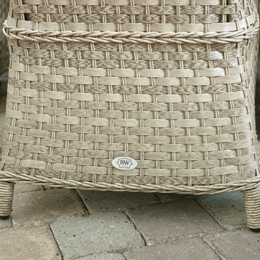 woven synthetic rattan in a natural colour