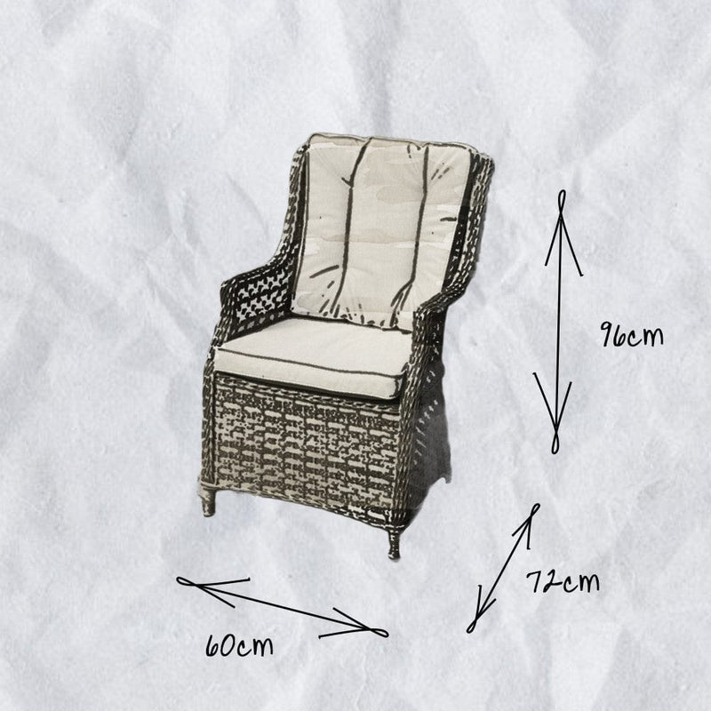 Load image into Gallery viewer, dimensions of the armchair included in this set
