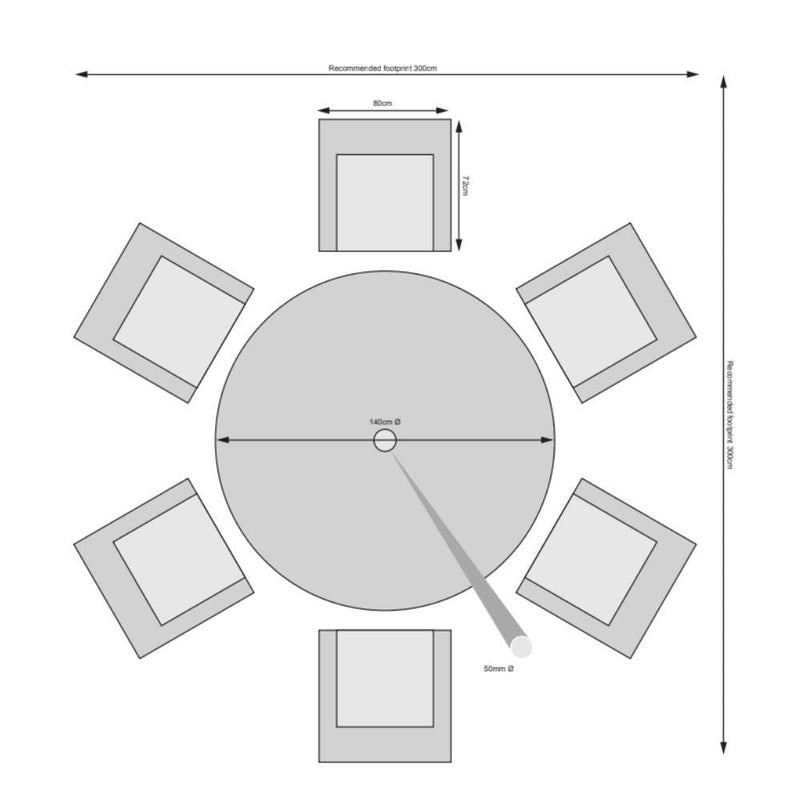 Load image into Gallery viewer, 6 seater set with 135cm glass topped round table in a natural colour dimensions
