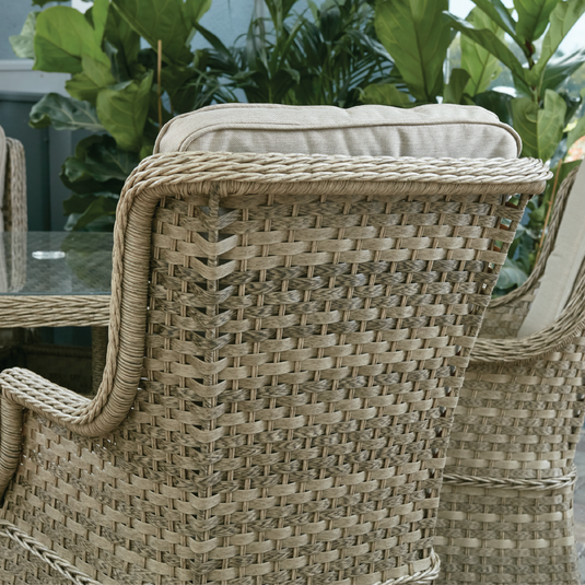 woven synthetic rattan in a natural colour