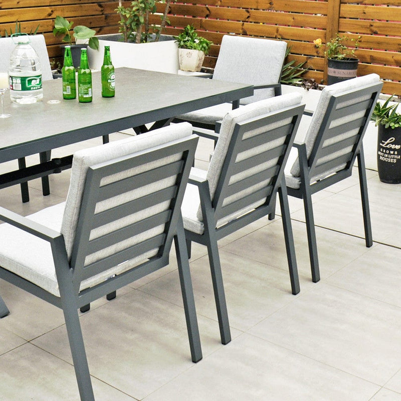 Load image into Gallery viewer, dark grey 8 seater set with 200cm rectangular table
