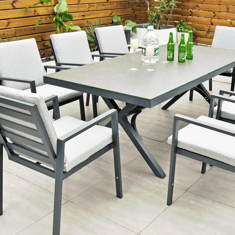 Load image into Gallery viewer, dark grey 8 seater set with 200cm rectangular table
