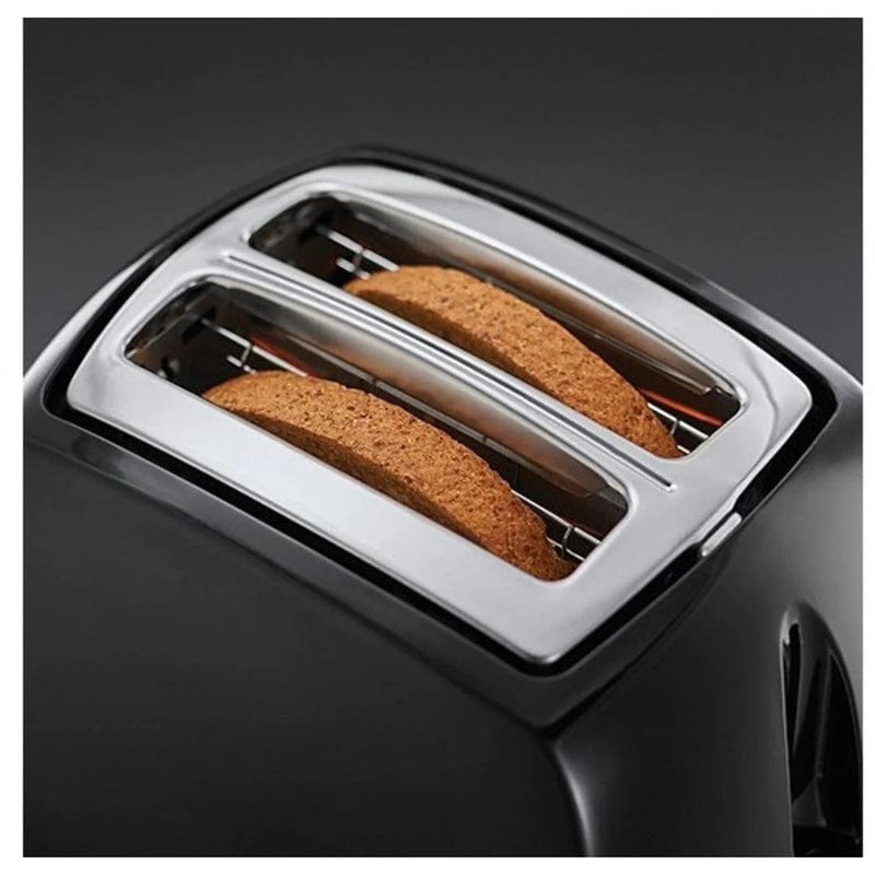 Załaduj obraz do przeglądarki galerii, russell hobbs textures 2 slice toaster in black wide slots

