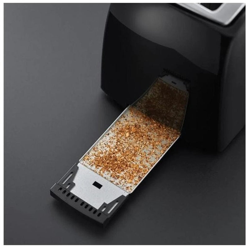 Load image into Gallery viewer, russell hobbs textures 2 slice toaster in black bread crumb tray
