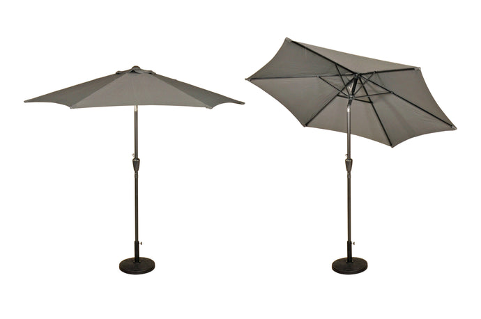 2.5m grey parasol with push button tilt system
