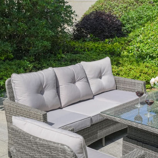 grey sofa with light grey back and base cushions