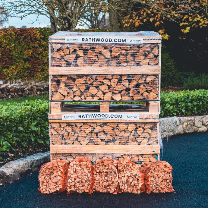 Hardwood Firewood 2m³ - 800kg Kiln Dried Logs (4 row) and Kindling