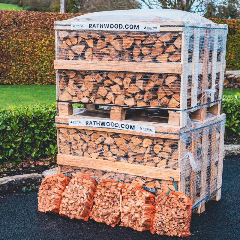 Завантажте зображення в засіб перегляду галереї, Hardwood Firewood 2m³ - 800kg Kiln Dried Logs (4 row) and Kindling
