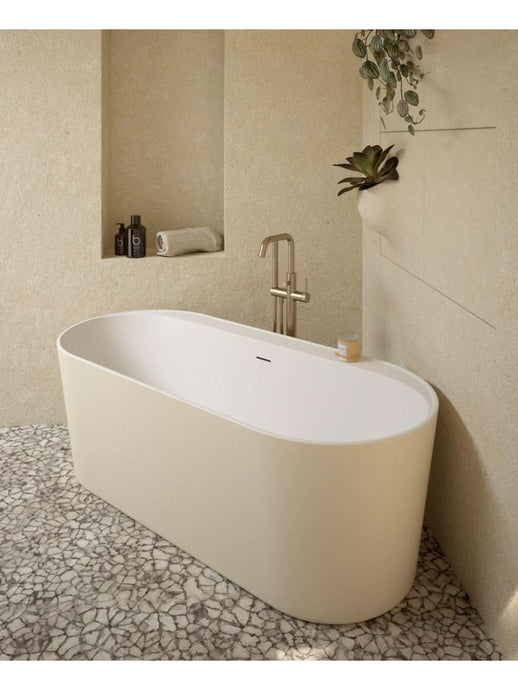 coloured freestanding bath with waste and overflow