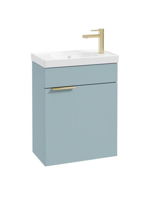 wall hung vanity unit in matt morning sky blue