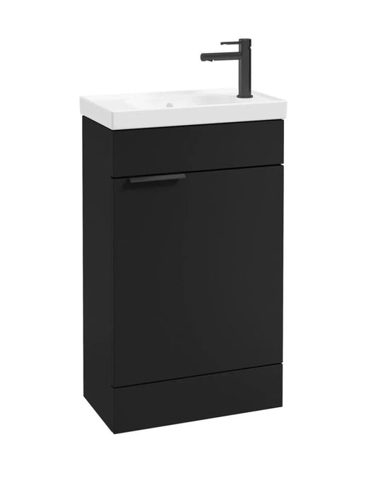 Sonas Stockholm Floorstanding 50Cm Cloakroom Vanity Unit | Matt Black | Matt Black Handle