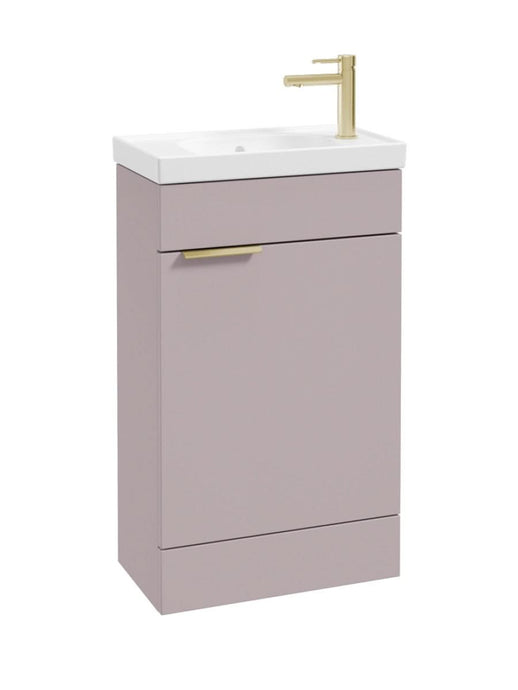 Sonas Stockholm Floorstanding 50Cm Cloakroom Vanity Unit | Matt Cashmere Pink | Brushed Gold Handle