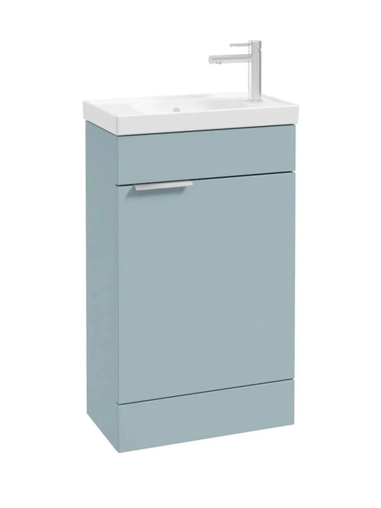 Sonas Stockholm Floorstanding 50Cm Cloakroom Vanity Unit | Matt Morning Sky Blue | Brushed Chrome Handle