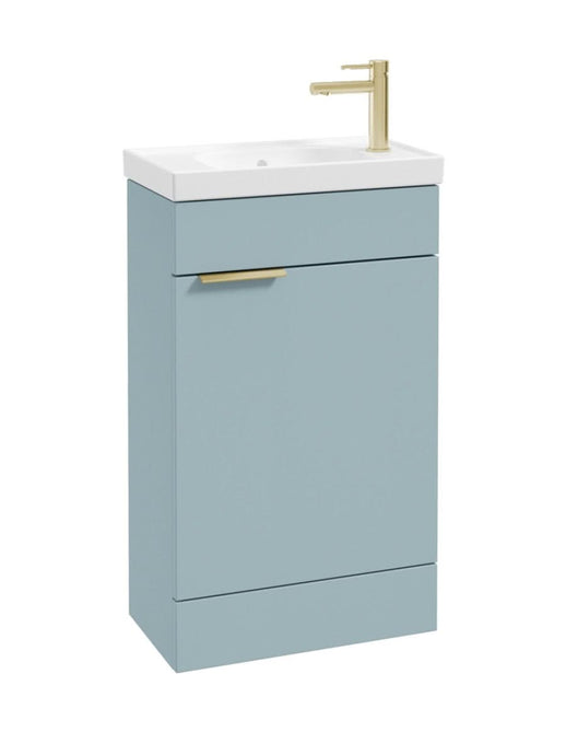 Sonas Stockholm Floorstanding 50Cm Cloakroom Vanity Unit | Matt Morning Sky Blue | Brushed Gold Handle