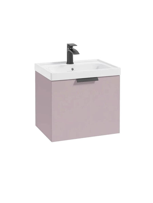 wall hung 1 drawer vanity unit in Matt Cashmere Pink