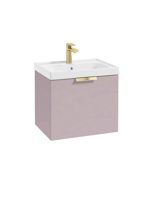 wall hung 1 drawer vanity unit in Matt Cashmere Pink