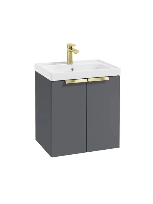 wall hung 2 door vanity unit in matt midnight grey