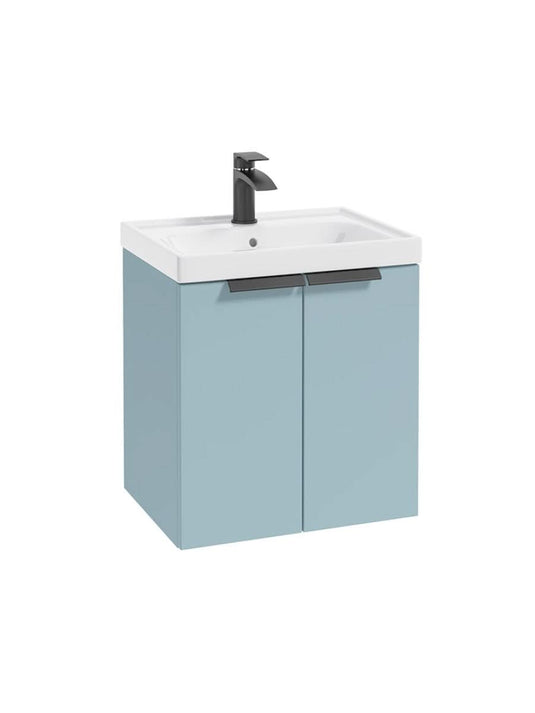 wall hung 2 door vanity unit in Matt Morning Sky Blue