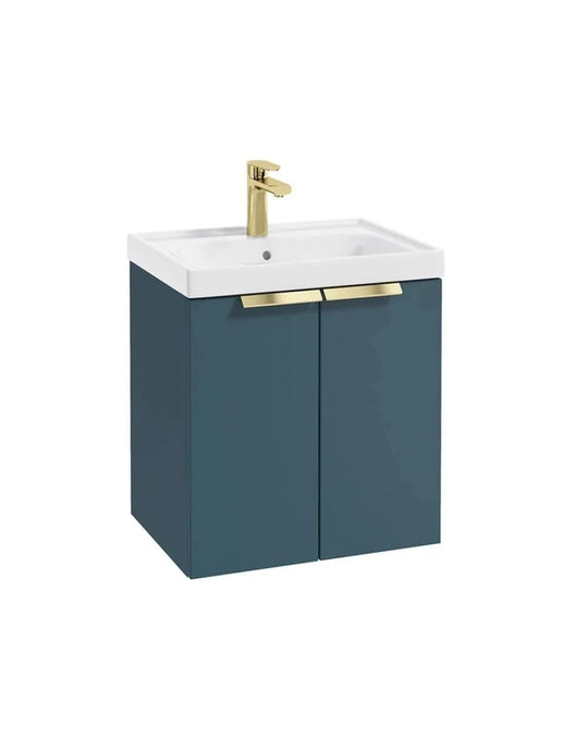 wall hung 2 door vanity unit in matt ocean blue