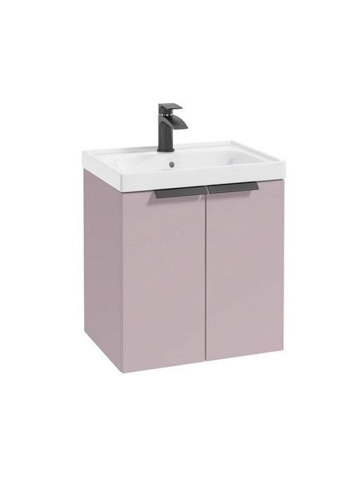 wall hung 2 door vanity unit in Matt Cashmere Pink