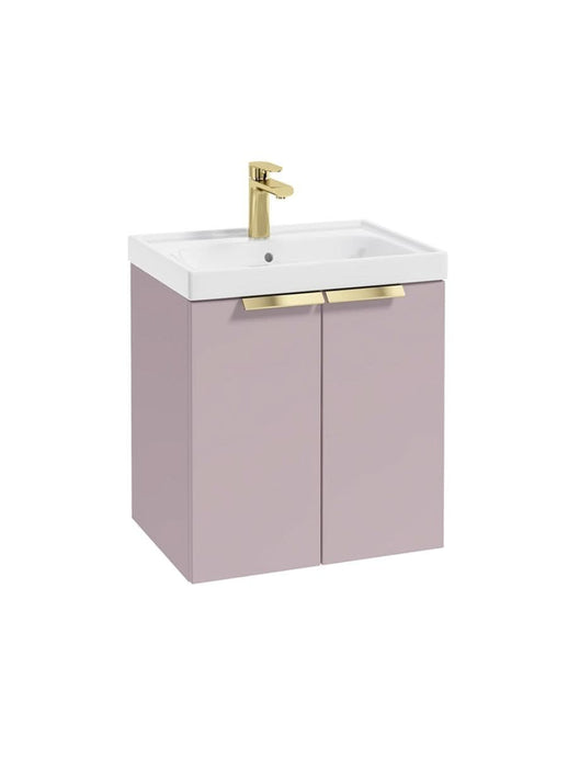 wall hung 2 door vanity unit in Matt Cashmere Pink