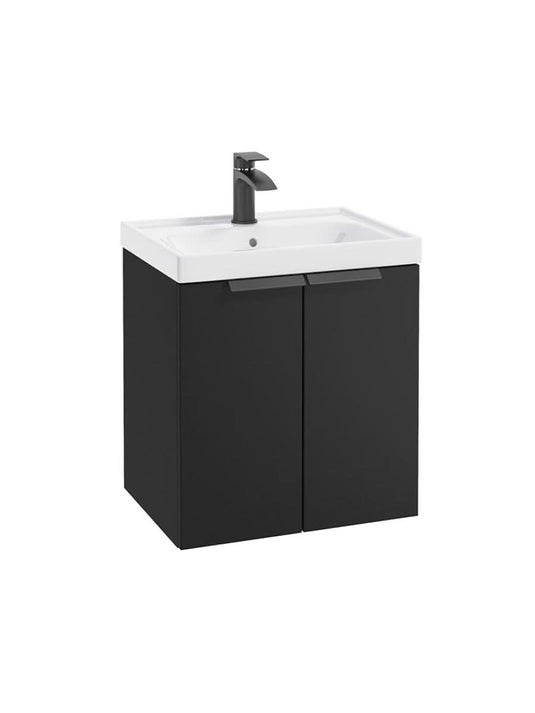 wall hung 2 door vanity unit in matt black