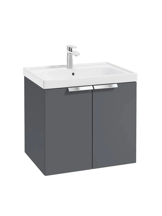 wall hung 2 door vanity unit in matt midnight grey