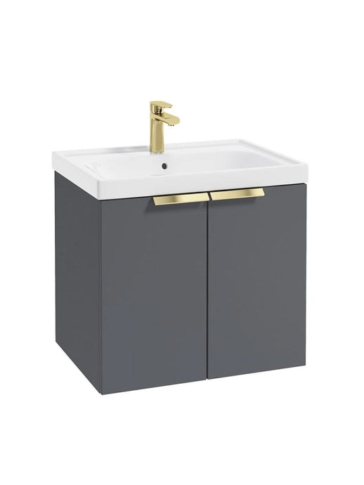 wall hung 2 door vanity unit in matt midnight grey