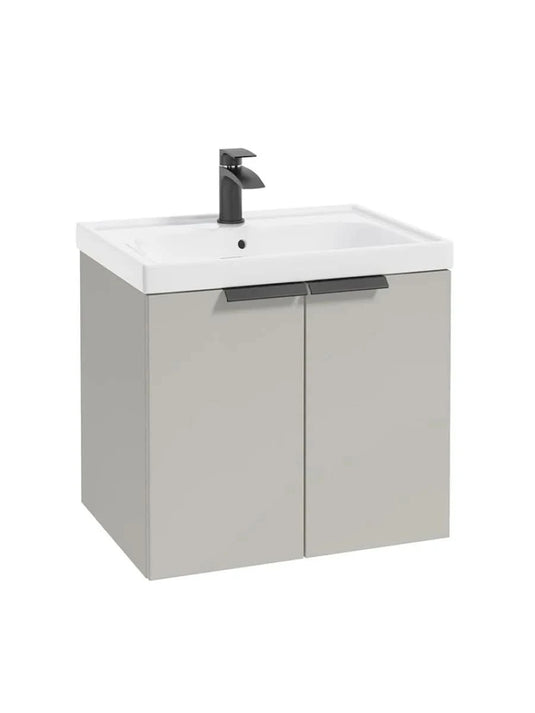 wall hung 2 door vanity unit in matt arctic grey