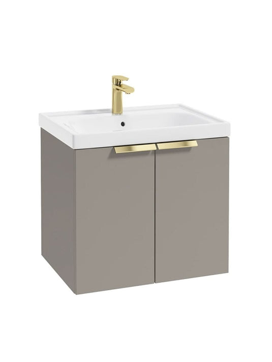 wall hung 2 door vanity unit in matt khaki