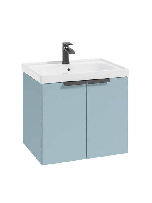 wall hung 2 door vanity unit in matt morning sky blue