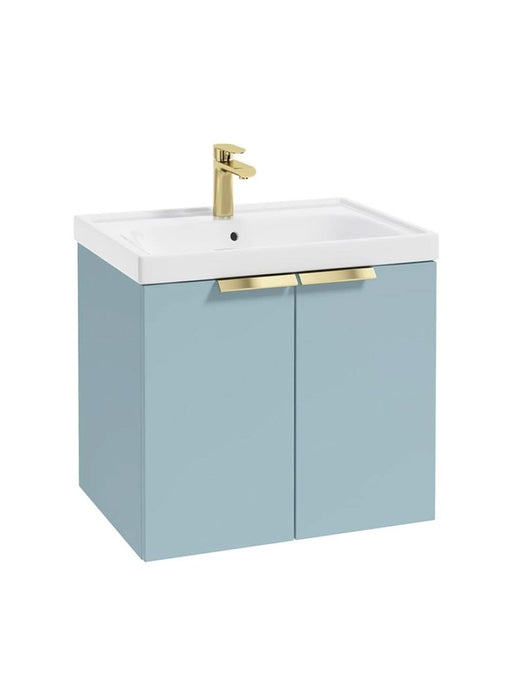 wall hung 2 door vanity unit in matt morning sky blue