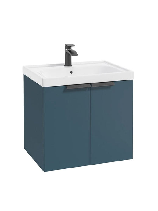 wall hung 2 door vanity unit in matt ocean blue