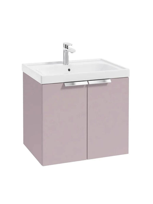 wall hung 2 door vanity unit in matt cashmere pink